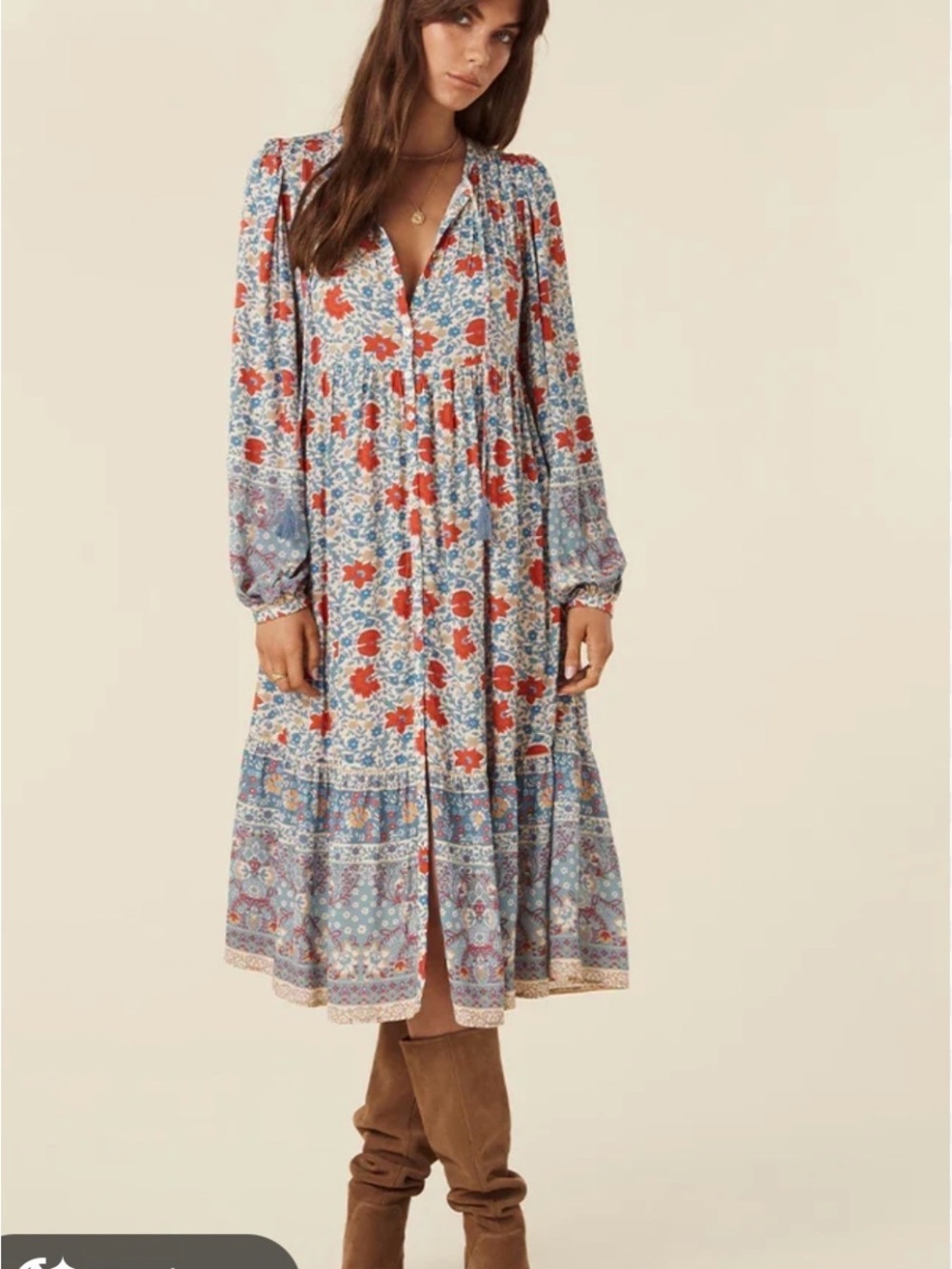 Spell village button down midi dress